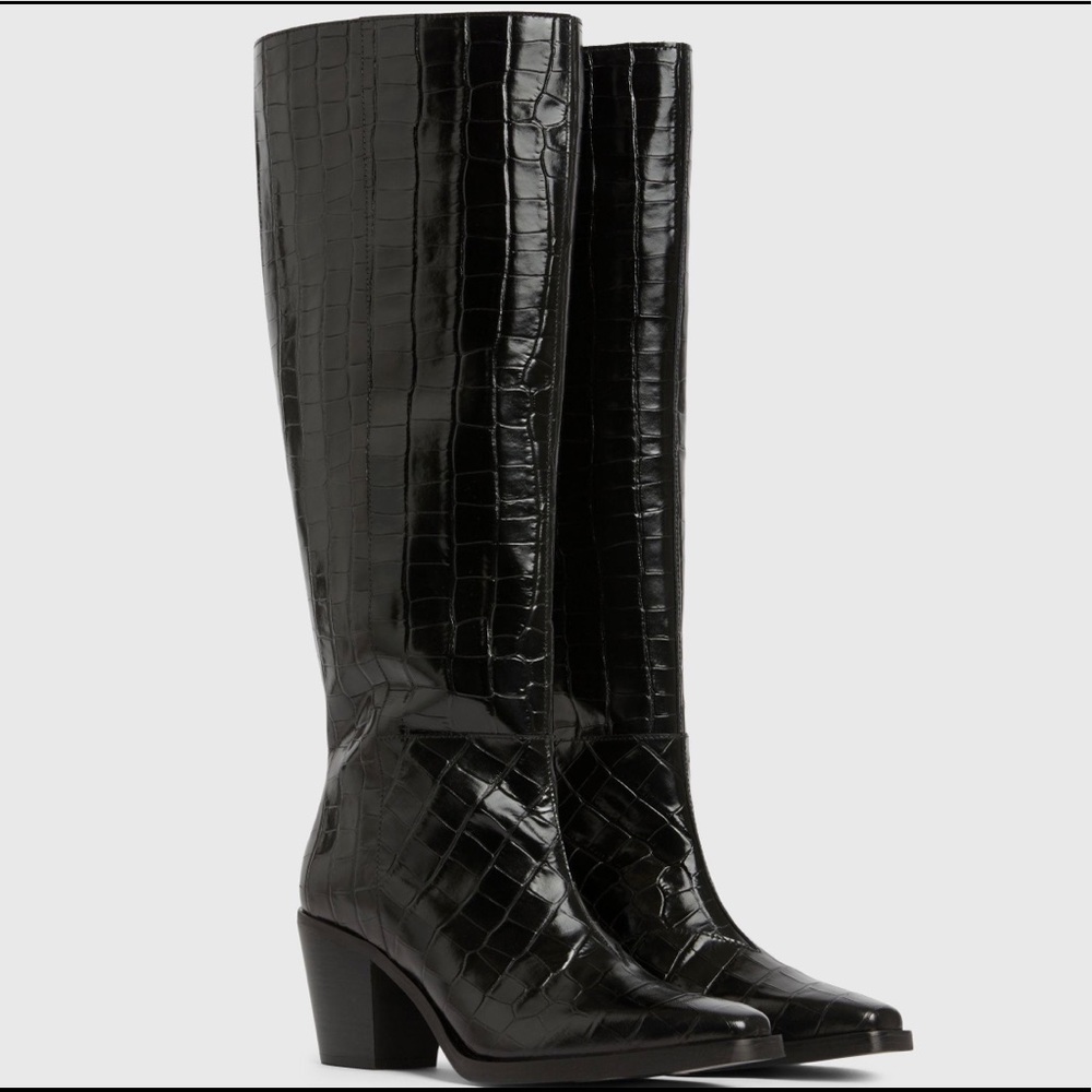 All Saints The Cohen Crocodile Knee High Boot